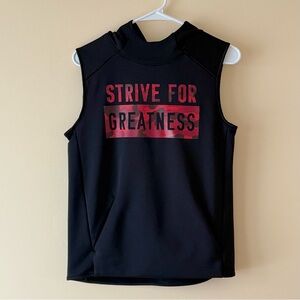 Old Navy Boys Techie Fleece “Strive For Greatness” Sleeveless Hoodie, Size 12y